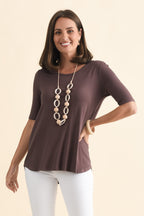 Maya Brown Half Sleeve Tee