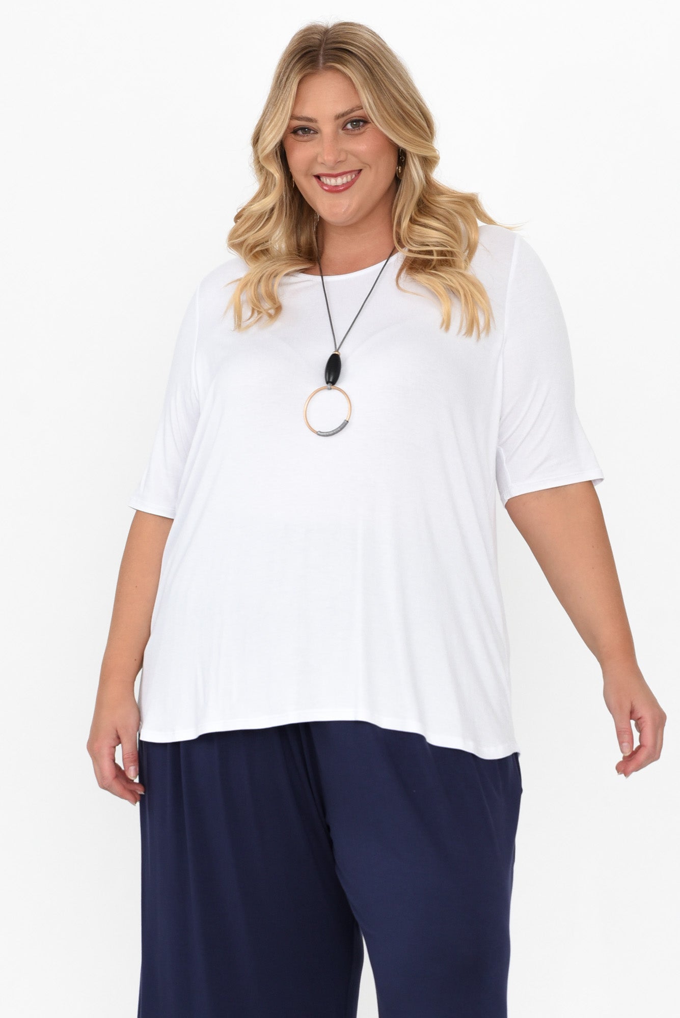 Maya White Half Sleeve Tee