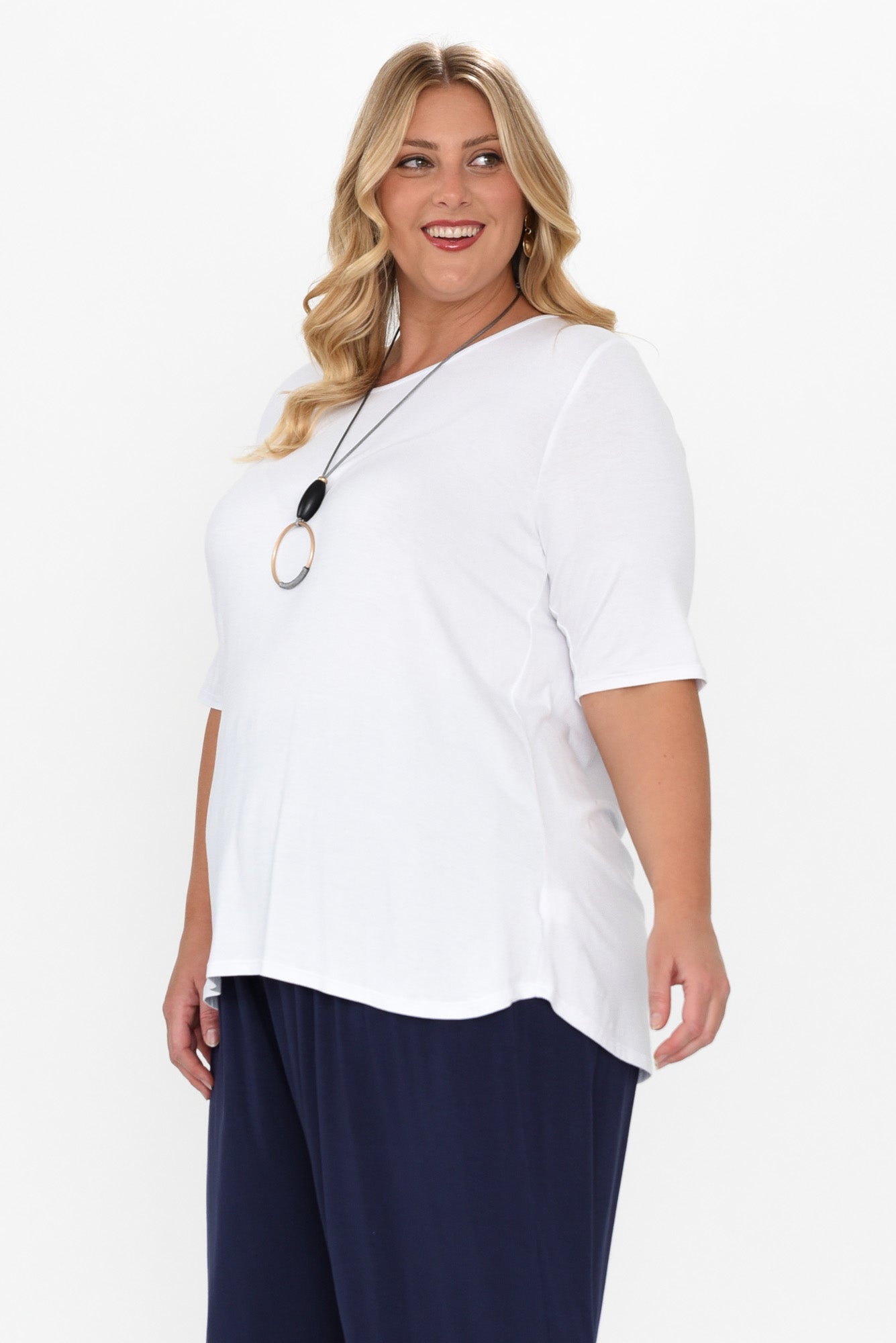 Maya White Half Sleeve Tee