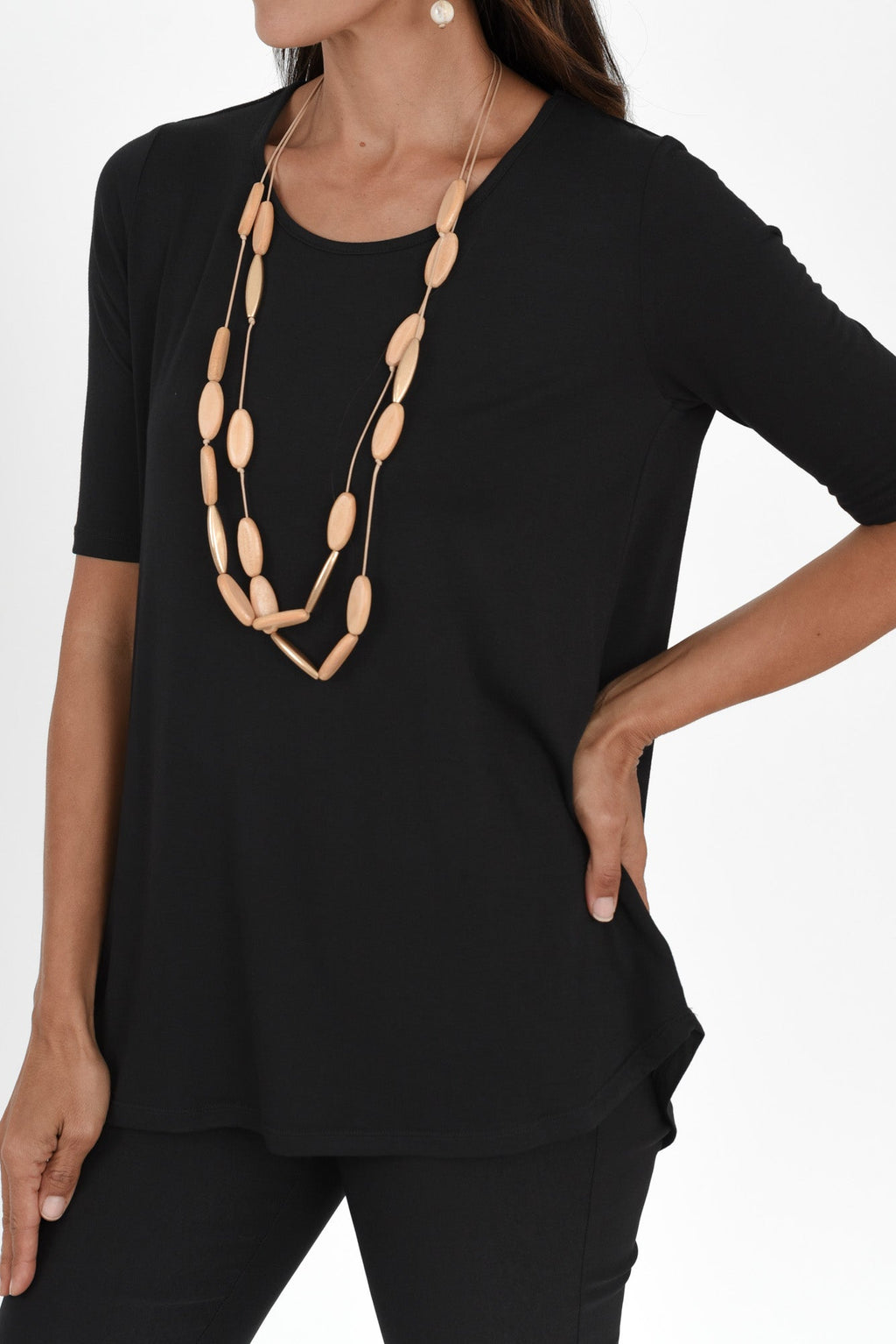 Maya Black Half Sleeve Tee