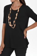 Maya Black Half Sleeve Tee