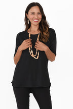 Maya Black Half Sleeve Tee