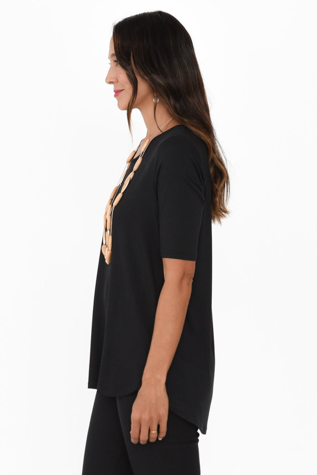 Maya Black Half Sleeve Tee