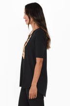Maya Black Half Sleeve Tee