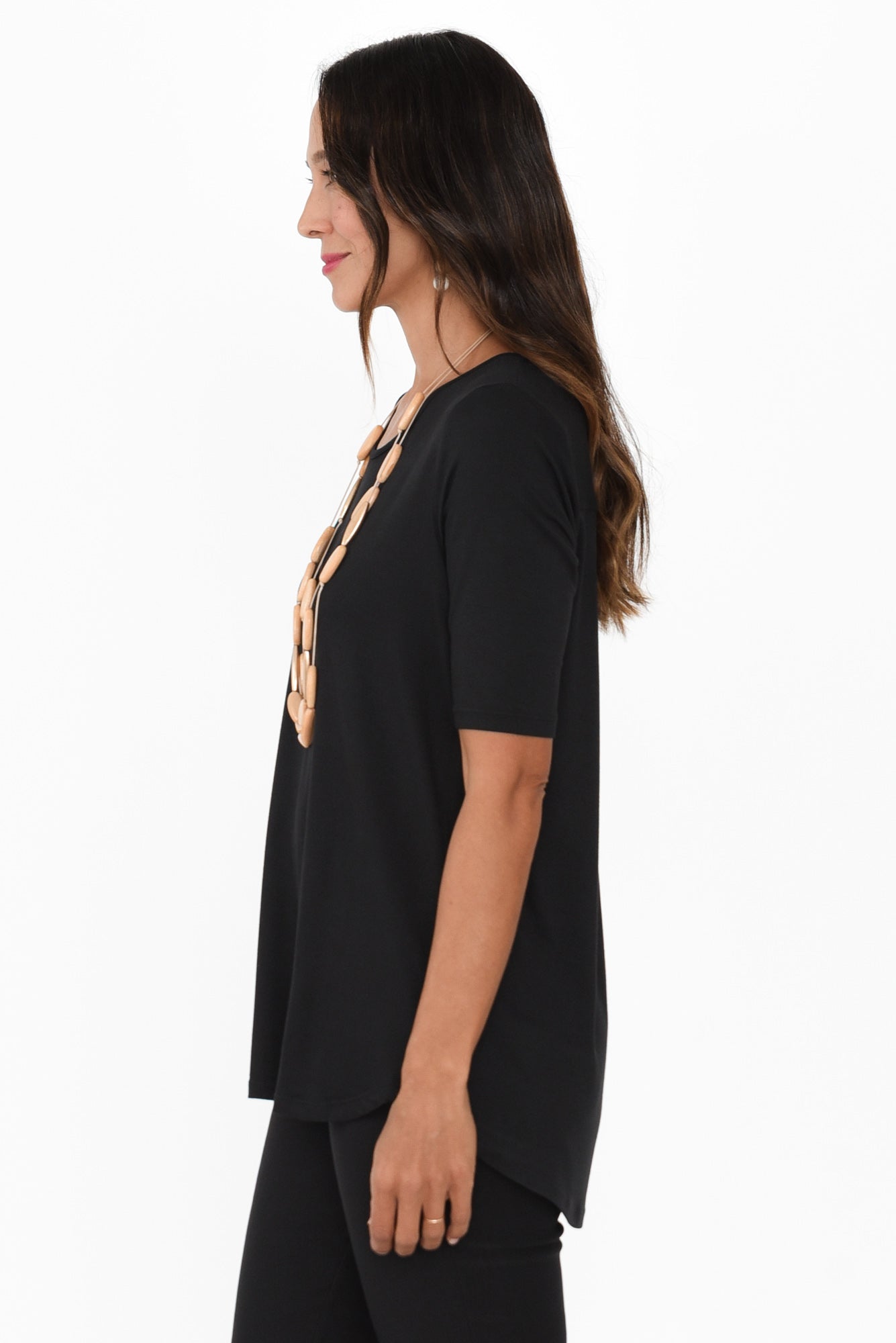 Maya Black Half Sleeve Tee