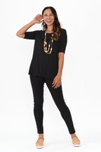 Maya Black Half Sleeve Tee