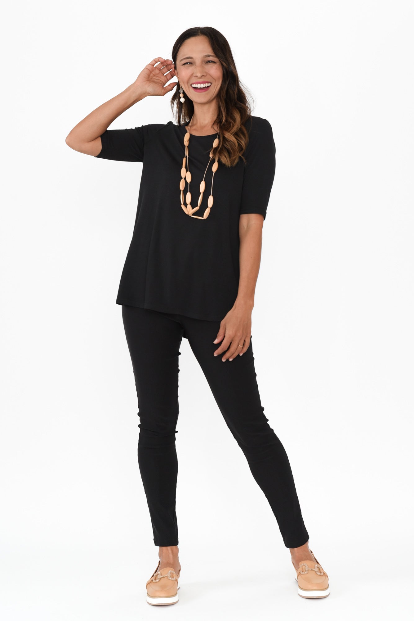 Maya Black Half Sleeve Tee