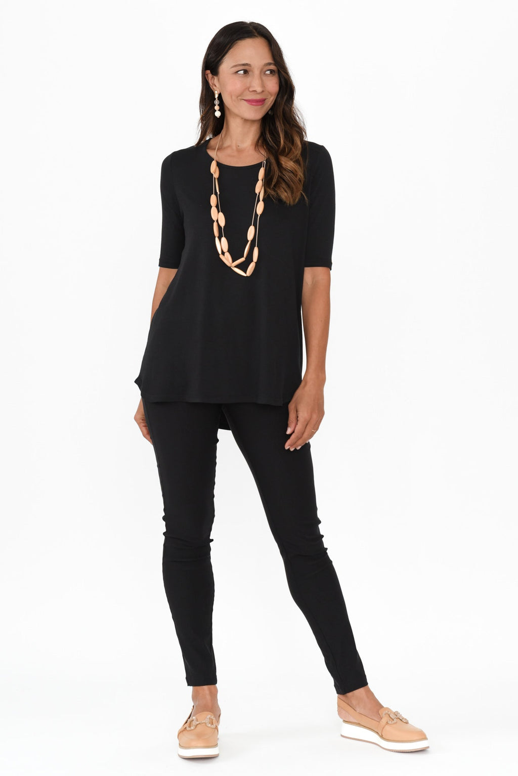 Maya Black Half Sleeve Tee