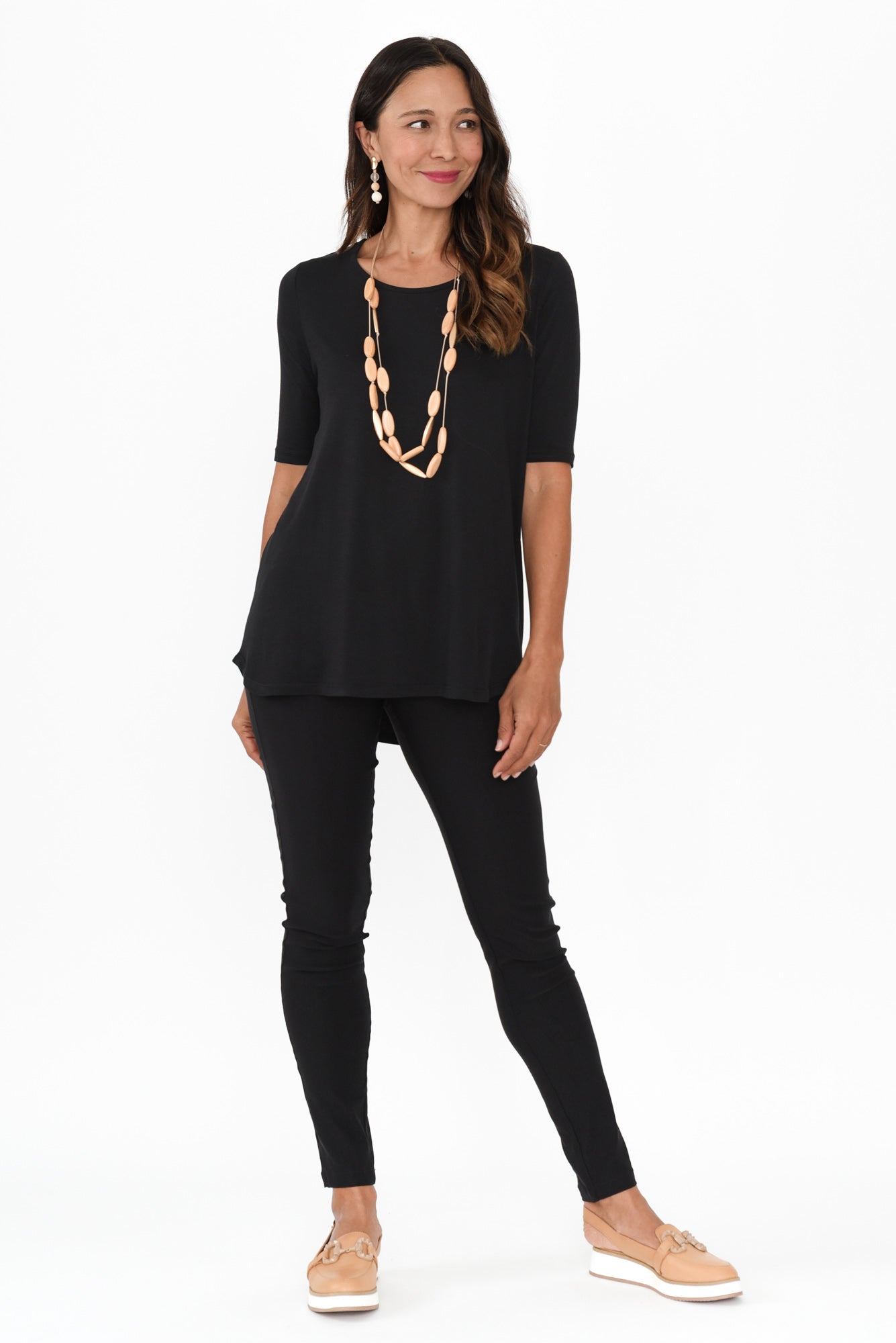 Maya Black Half Sleeve Tee