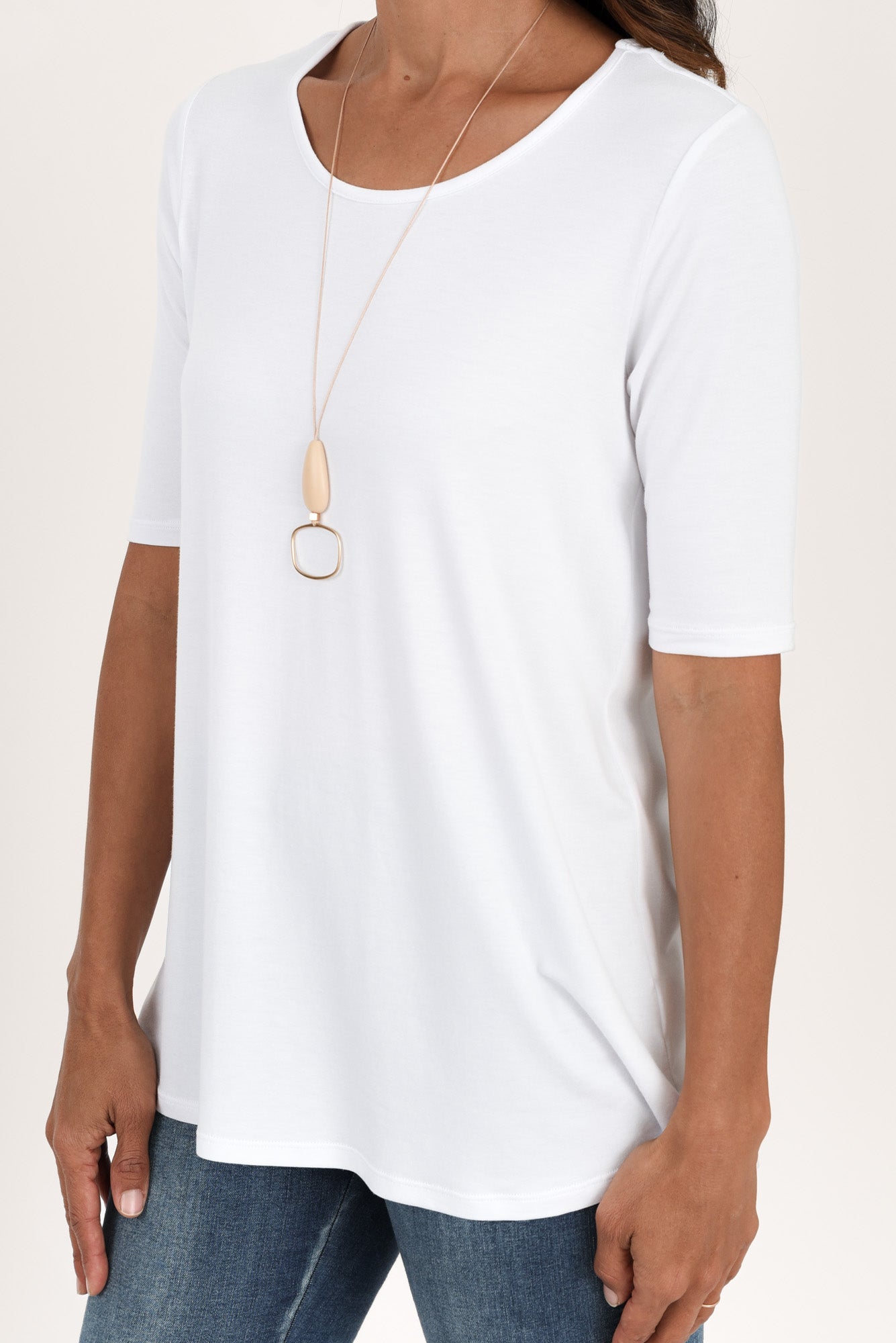 Maya White Half Sleeve Tee