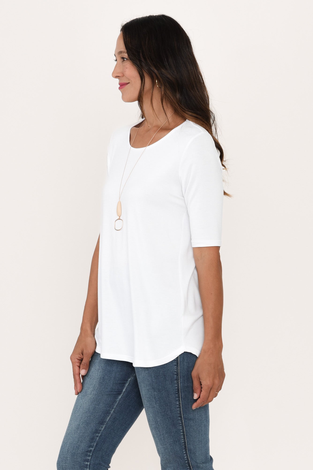 Maya White Half Sleeve Tee