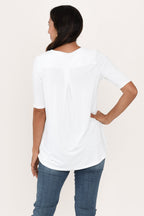 Maya White Half Sleeve Tee