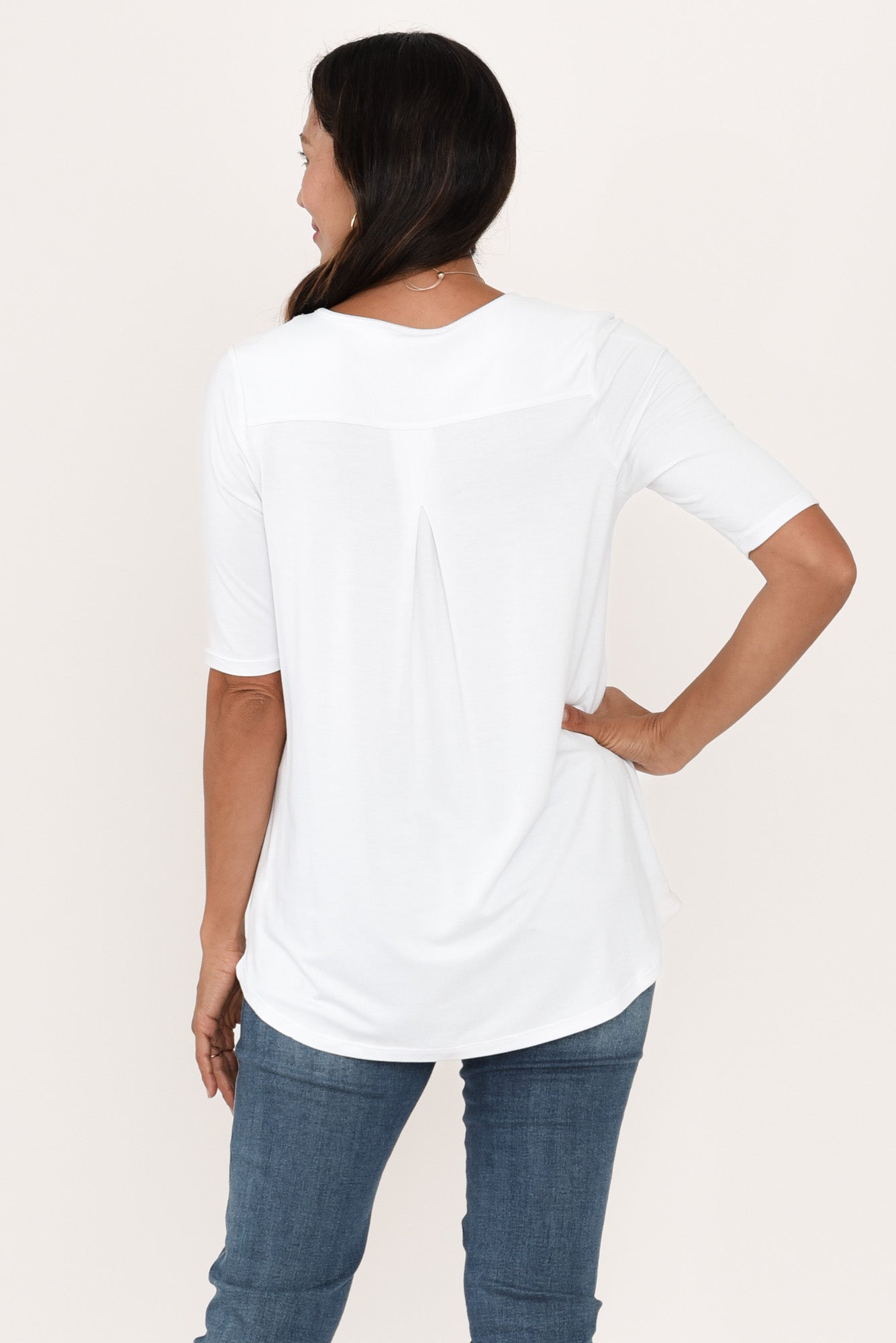 Maya White Half Sleeve Tee
