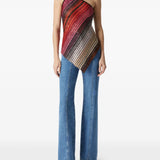 Asymmetric Hem Striped One Shoulder Top