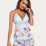 Lace Floral Pajamas Lounge Sets