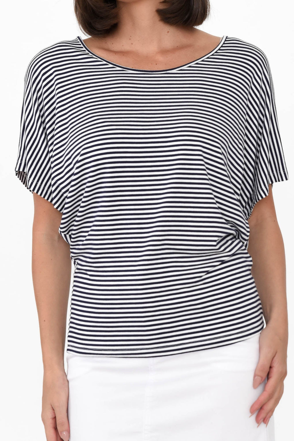 Navy and White Stripe Maui Tee