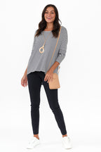 Navy and White Stripe Milan 3/4 Sleeve Top