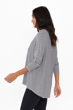 Navy and White Stripe Milan 3/4 Sleeve Top
