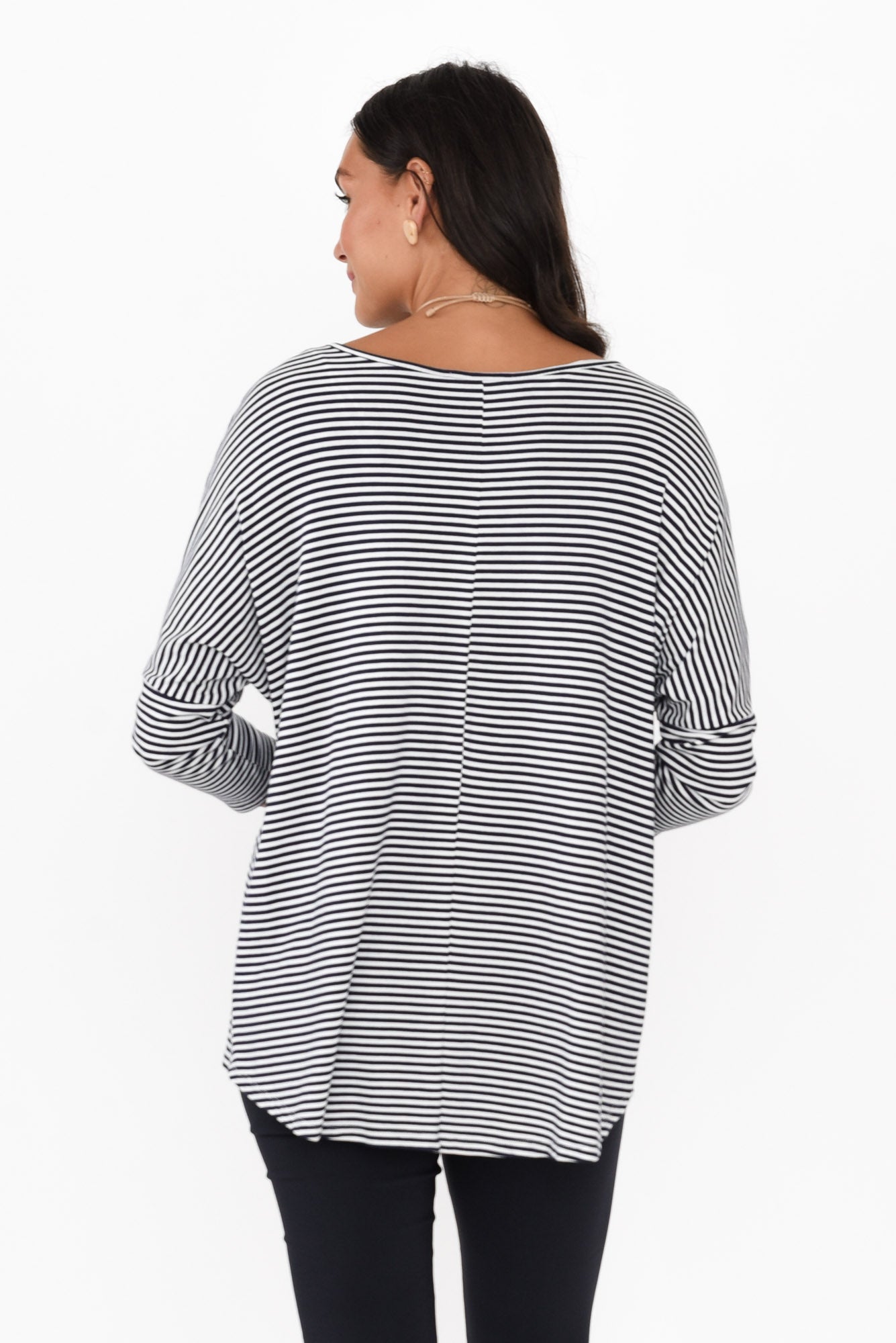 Navy and White Stripe Milan 3/4 Sleeve Top