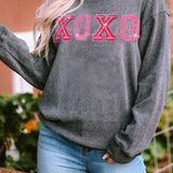 XOXO Patch Ribbed Pullover