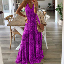 Wren - Boho Spaghetti Strap V-Neck Maxi Dress