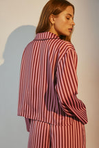 Striped Lace-Up Satin Pajama