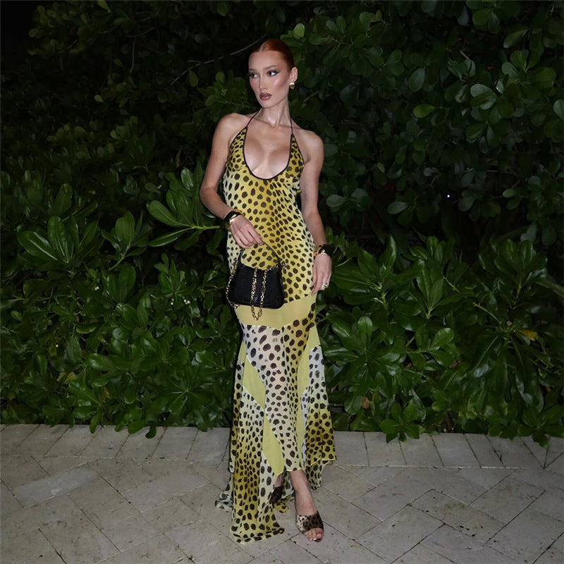 Leopard-Print Halter Dress