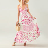 Isla Boho Maxi Dress – Pink Floral Layered Dress for Summer