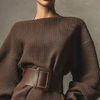 SlouchKnit Belted Mini Dress