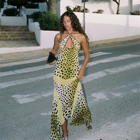 Leopard-Print Halter Dress