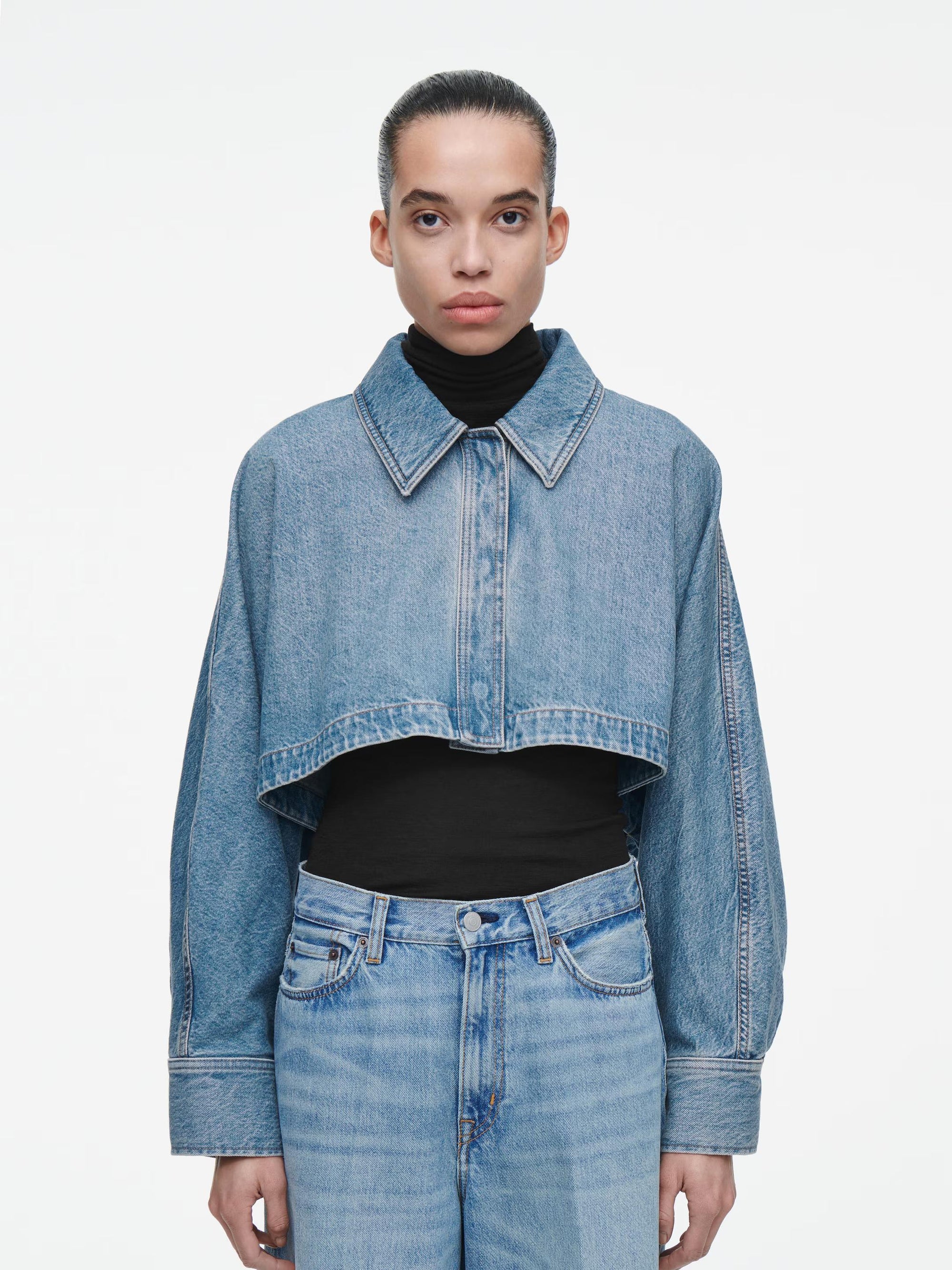Oversized Cropped Denim Jacket