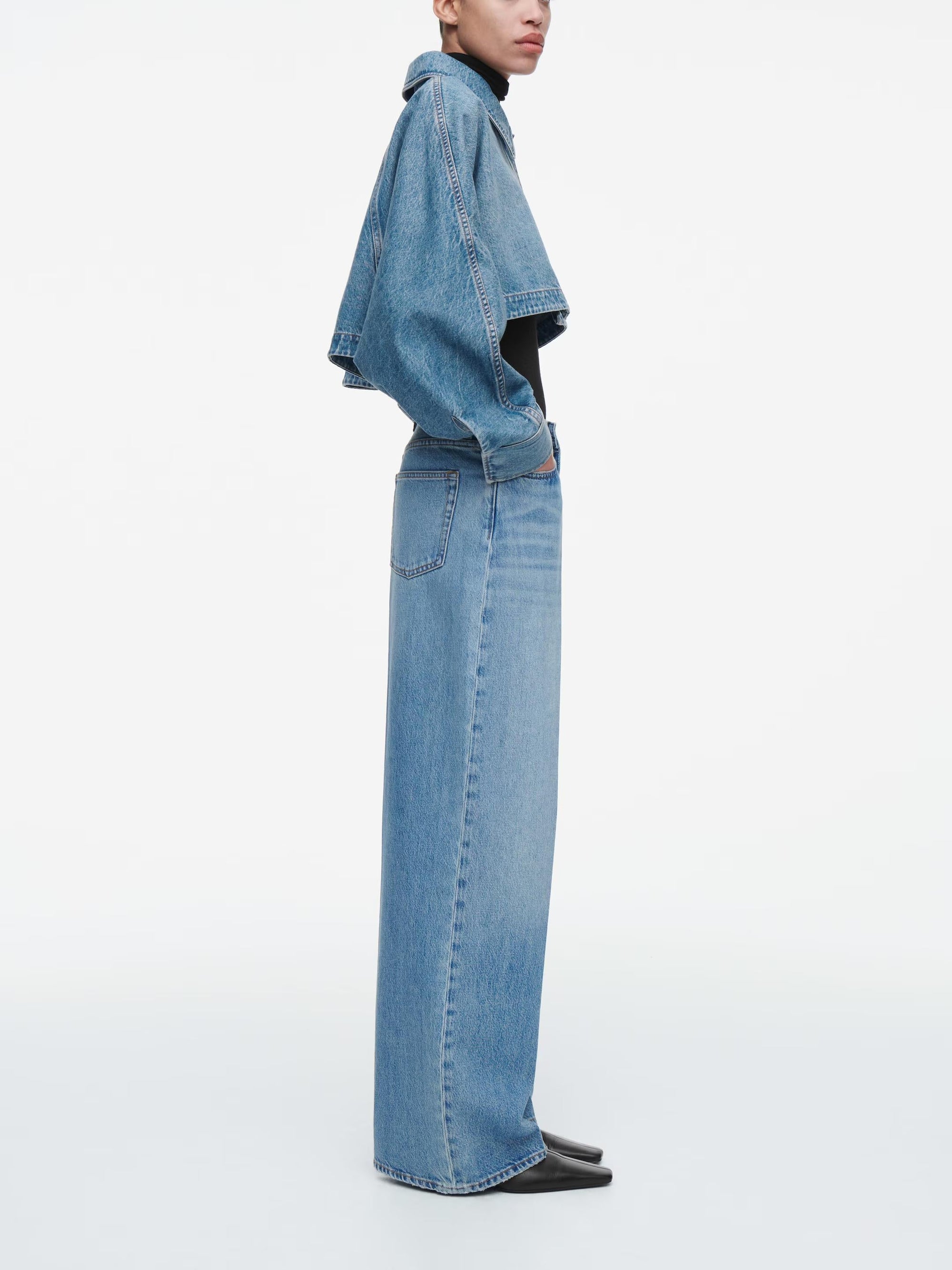 Oversized Cropped Denim Jacket