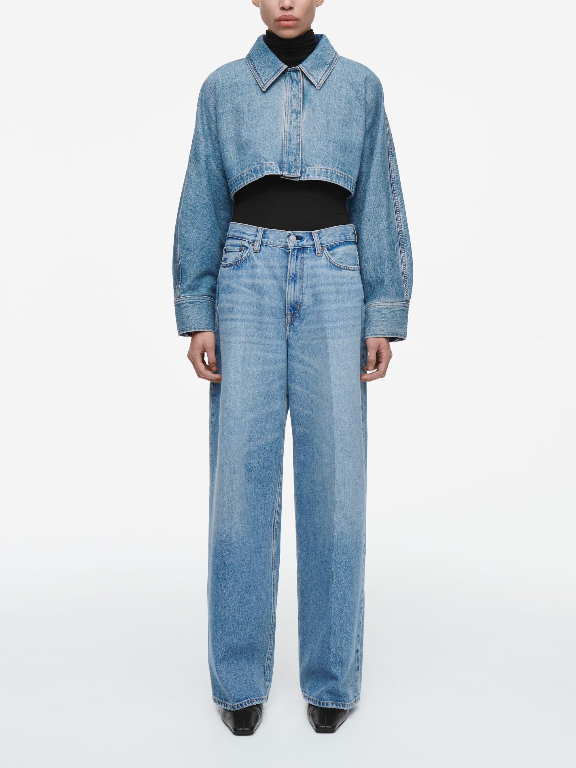 Oversized Cropped Denim Jacket