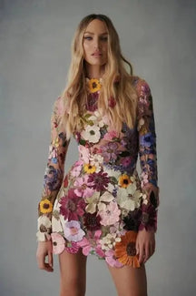 Luxury Floral Embroidery Dress – Elegant Formal Party Gown