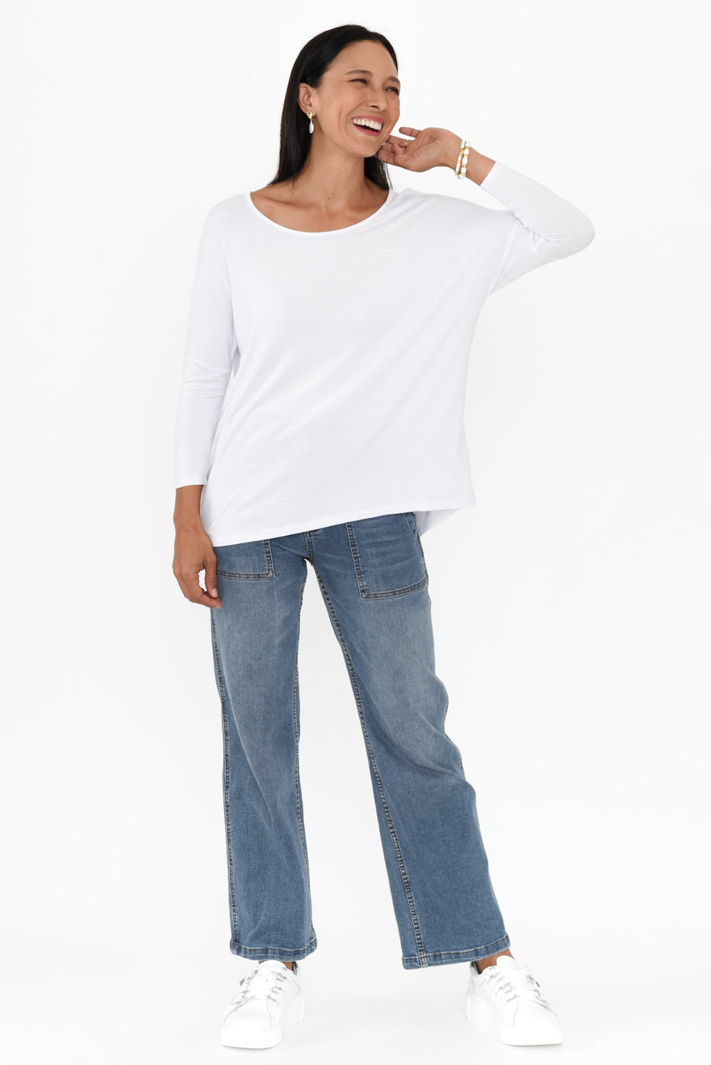 White Milan 3/4 Sleeve Top