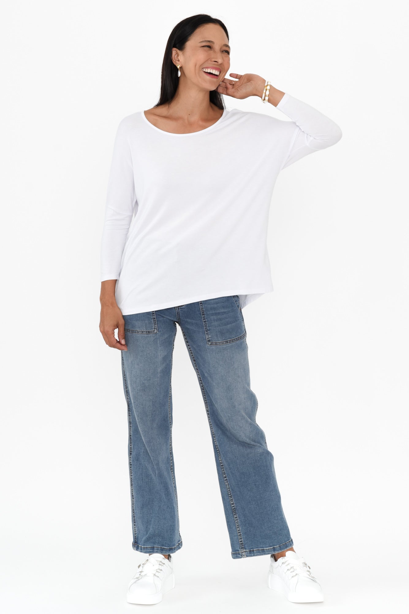 White Milan 3/4 Sleeve Top