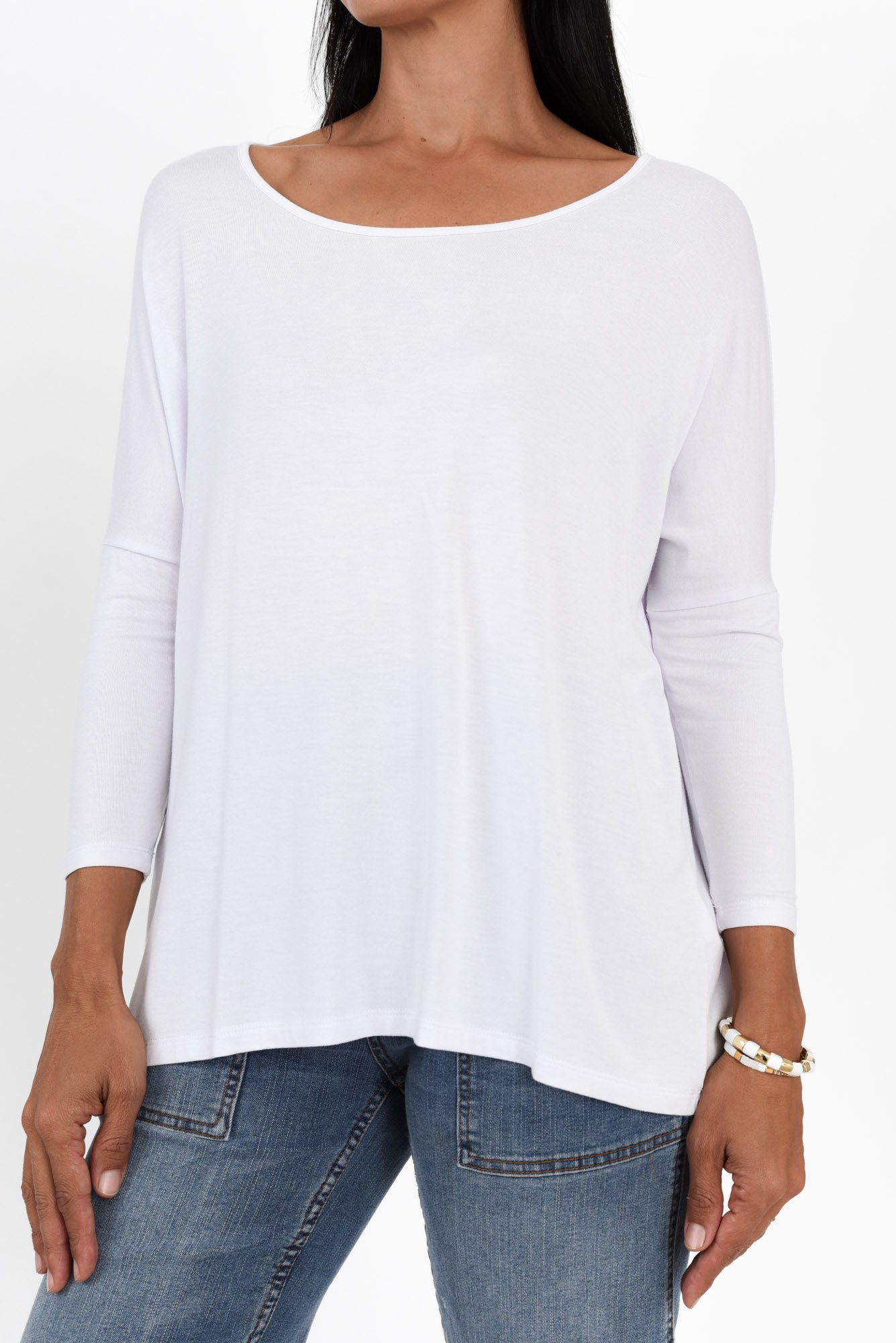 White Milan 3/4 Sleeve Top