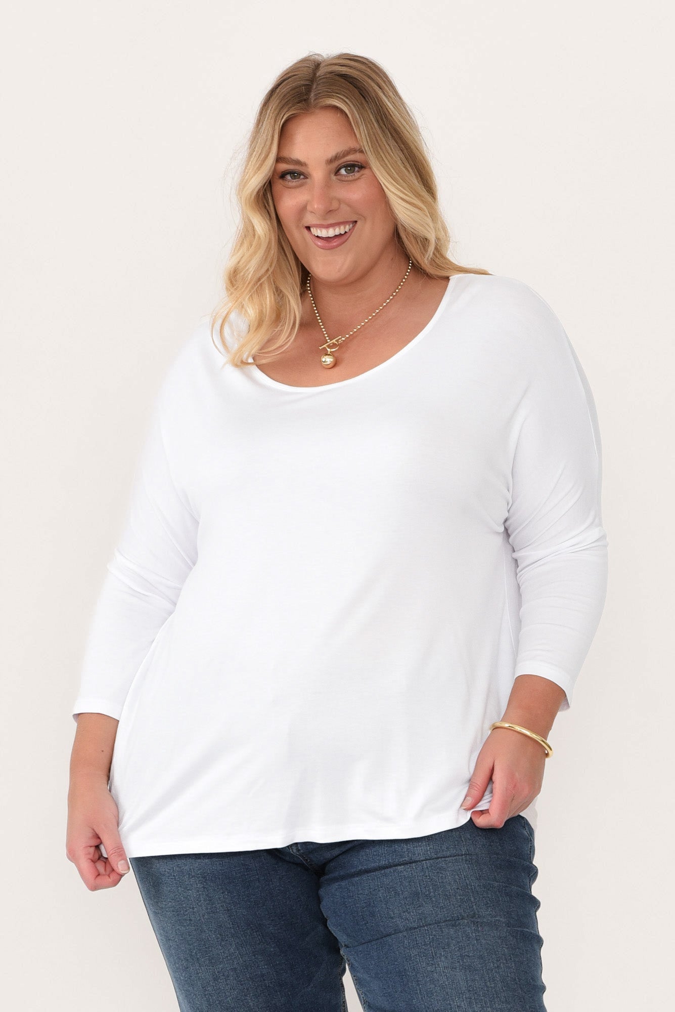 White Milan 3/4 Sleeve Top