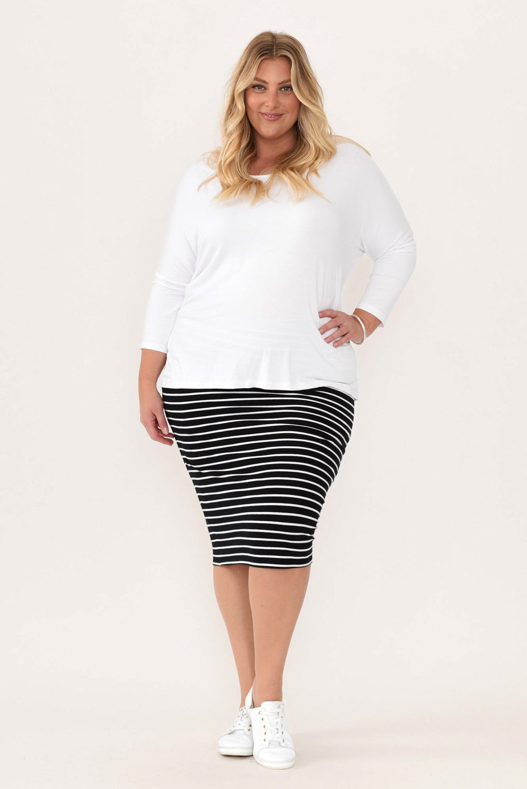 White Milan 3/4 Sleeve Top