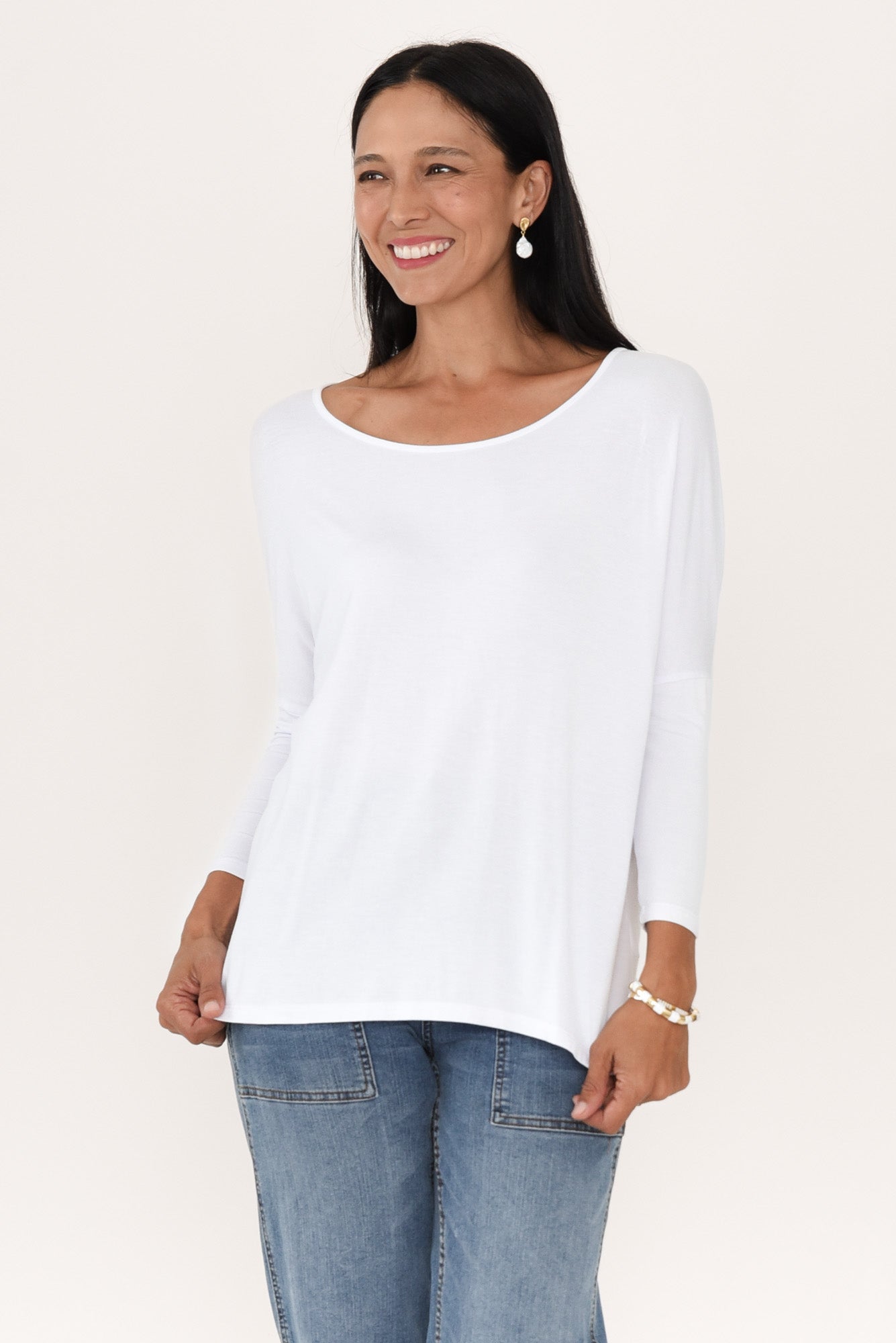 White Milan 3/4 Sleeve Top