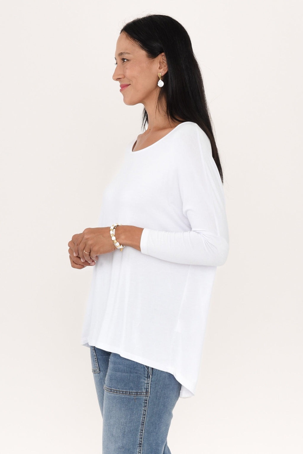 White Milan 3/4 Sleeve Top