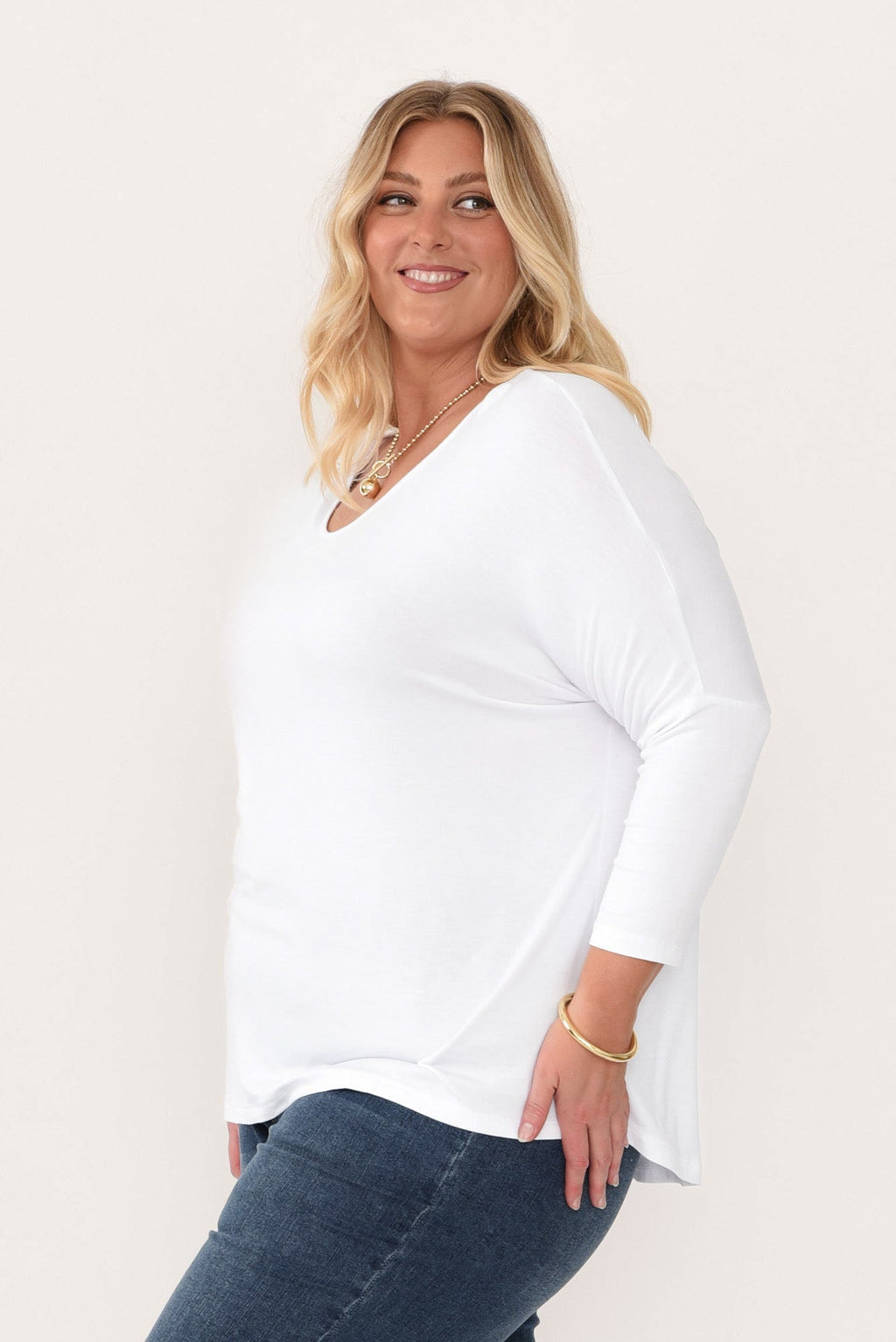 White Milan 3/4 Sleeve Top