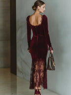 Velvet Sweetheart Lace Maxi Dress