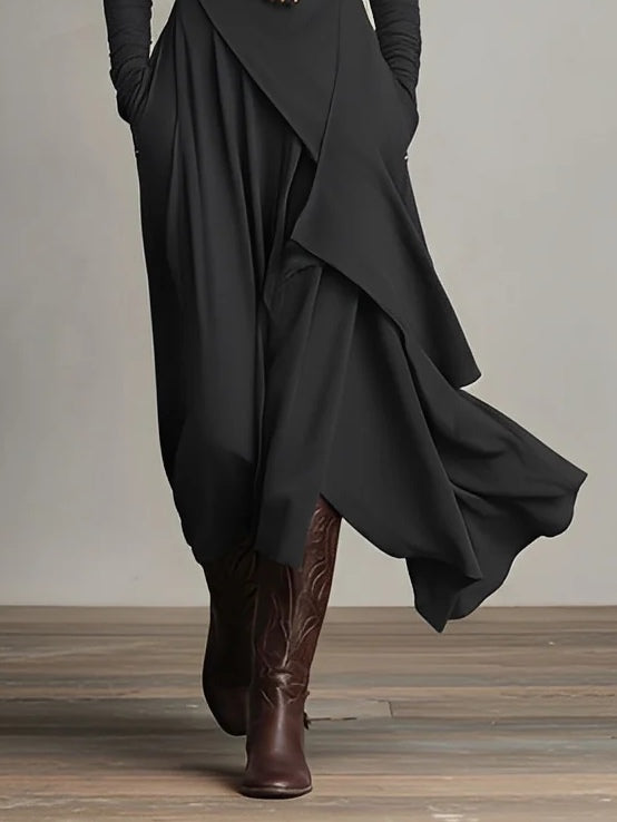 Purple High-neck Asymmetrical Pleated Dress Dress Code Purple High-neck Asymmetrical Pleated Dress Dress Code