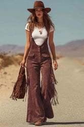 Boho Fringe Micro-Suede Overalls
