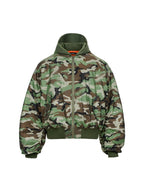 Camo Rhinestone Aviator Puffer Jacket