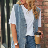 Stylish Sleeveless Denim Vest