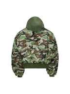 Camo Rhinestone Aviator Puffer Jacket