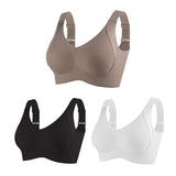 Women's Solid Color Four Rows Adjustable Wireless Bra