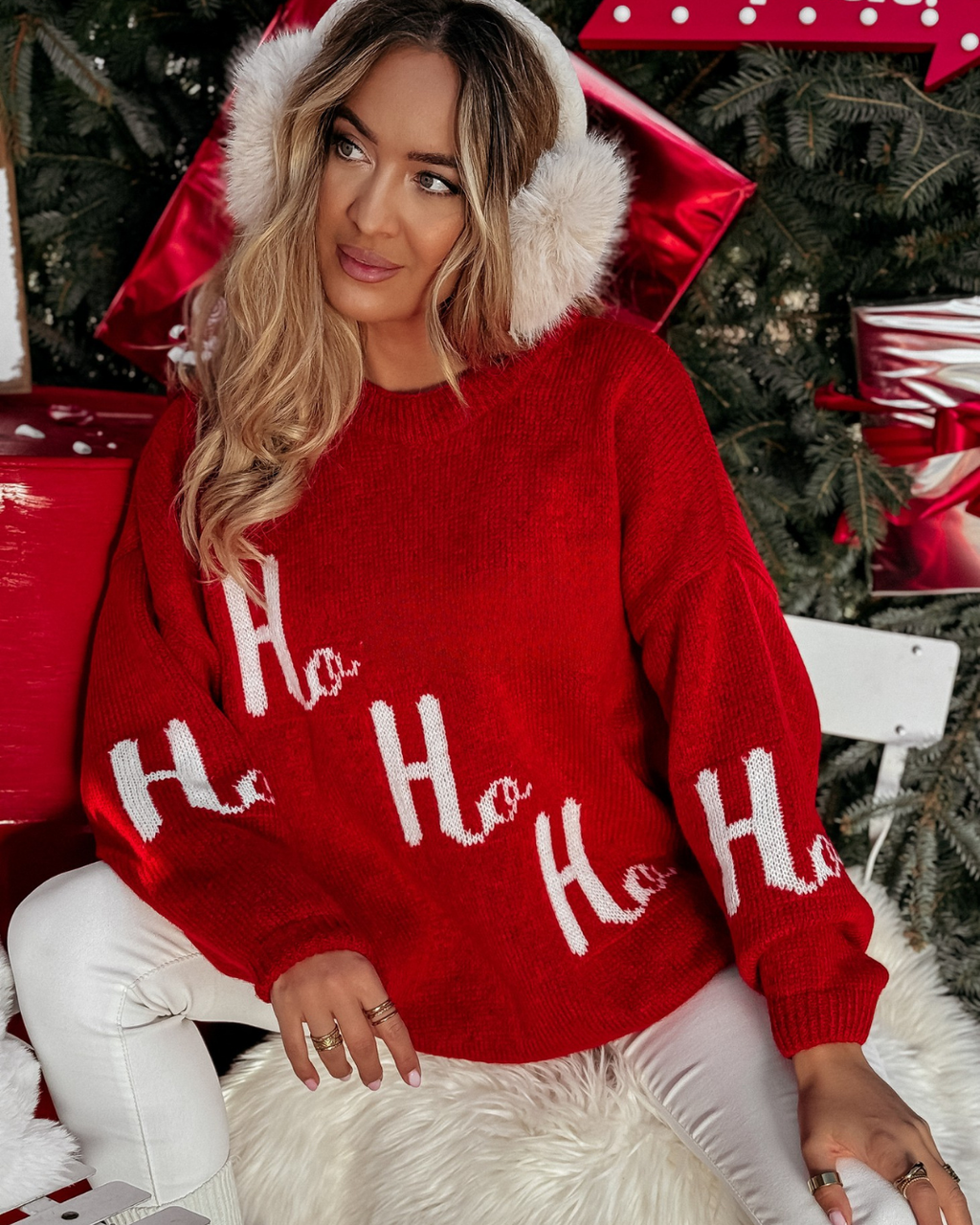 Christmas Ho Ho Ho print long sweater